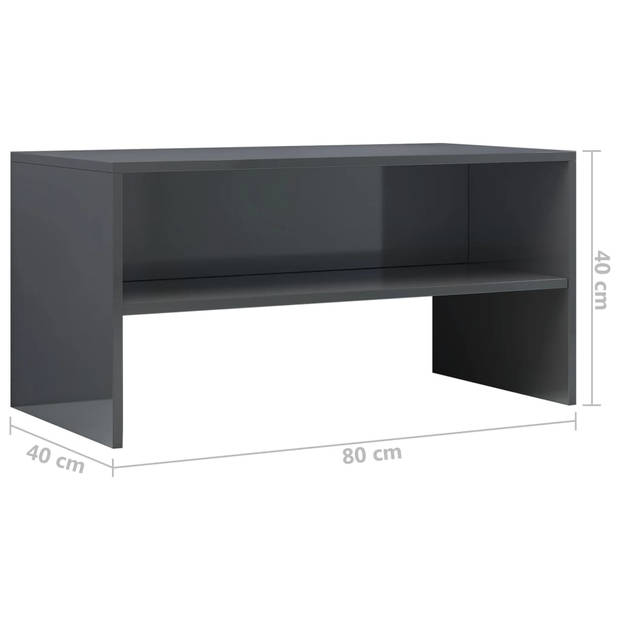 The Living Store TV-meubel Vintage - TV-meubel - 80 x 40 x 40 cm - bewerkt hout - hoogglans grijs