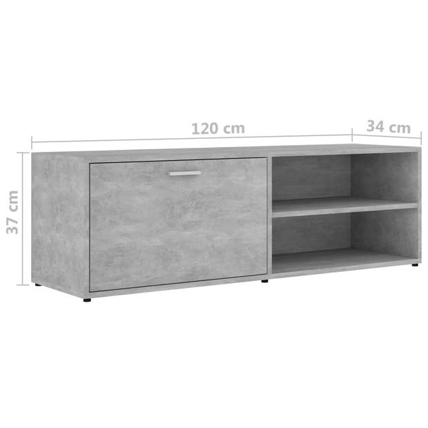 The Living Store TV-kast - Betongrijs - 120 x 34 x 37 cm - met deur en 2 vakken