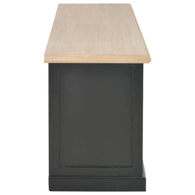 The Living Store TV-meubel - Zwart/hout - 120 x 30 x 40 cm - Massief paulowniahout en MDF