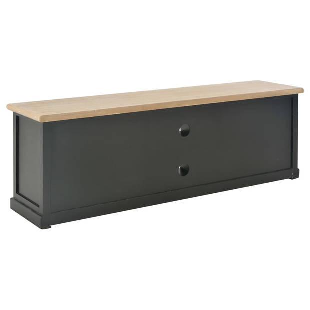 The Living Store TV-meubel - Zwart/hout - 120 x 30 x 40 cm - Massief paulowniahout en MDF