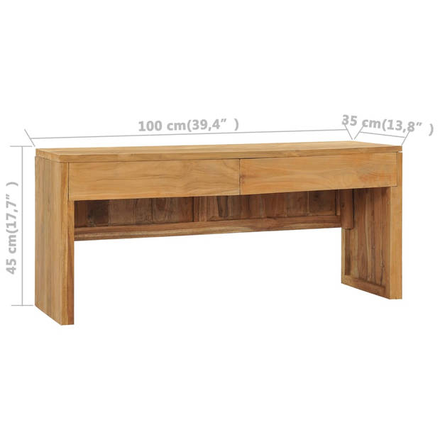 The Living Store TV-Meubel Koloniale Stijl - 100x35x45 cm - Massief Teakhout - Met 2 Lades