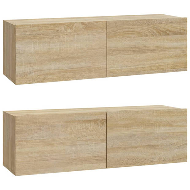 The Living Store Televisiemeubelset - Sonoma eiken - 80x30x30 cm - 100x30x30 cm