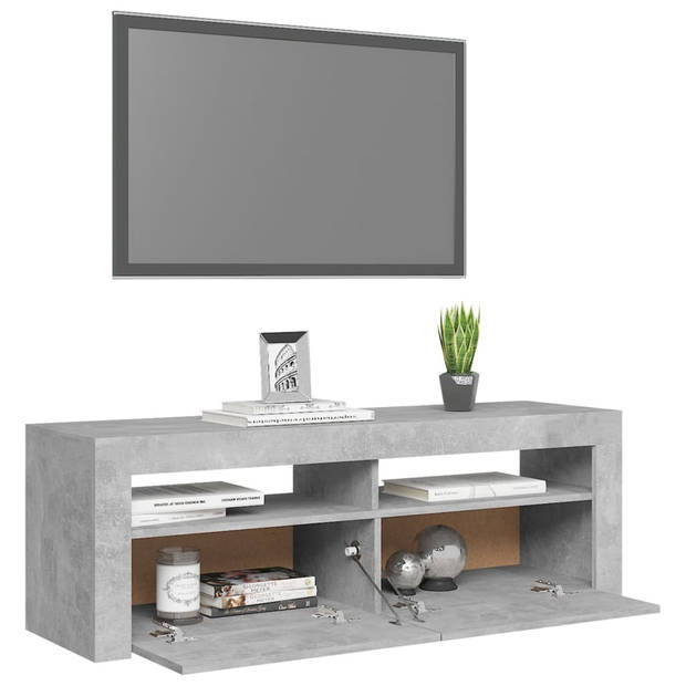 The Living Store TV-meubel Betongrijs - Hifi-kast - 120 x 35 x 40 cm - RGB LED-verlichting