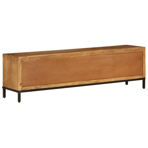 The Living Store Retro Tv-meubel - Massief mangohout - 140 x 30 x 40 cm - 2 lades - 2 schappen