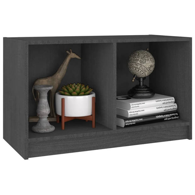 The Living Store Tv-meubel 70x33x42 cm massief grenenhout grijs - Kast