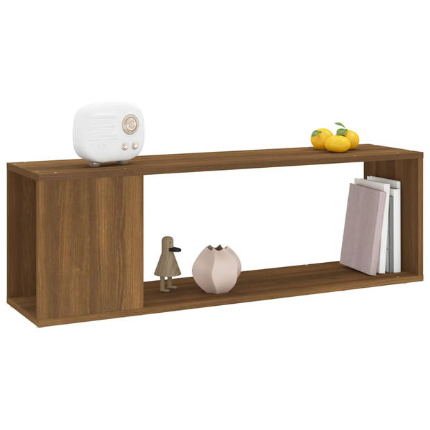 The Living Store TV-meubel - Bruineiken - 100 x 24 x 32 cm - Bewerkt Hout