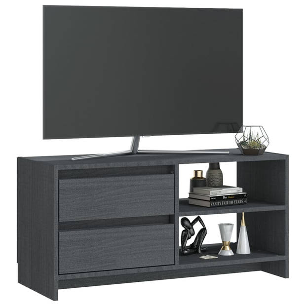 The Living Store Houten Tv-meubel - Grenenhout - 80 x 31 x 39 cm - Grijs