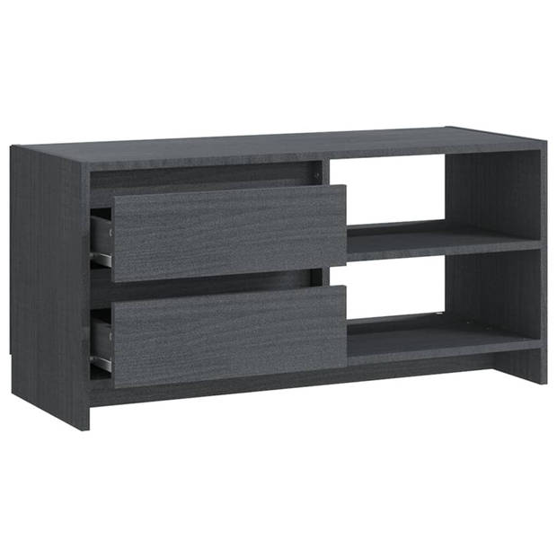 The Living Store Houten Tv-meubel - Grenenhout - 80 x 31 x 39 cm - Grijs