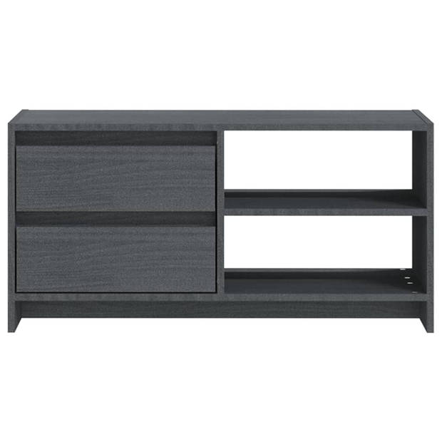 The Living Store Houten Tv-meubel - Grenenhout - 80 x 31 x 39 cm - Grijs