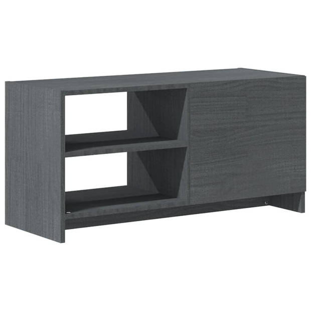 The Living Store Houten Tv-meubel - Grenenhout - 80 x 31 x 39 cm - Grijs