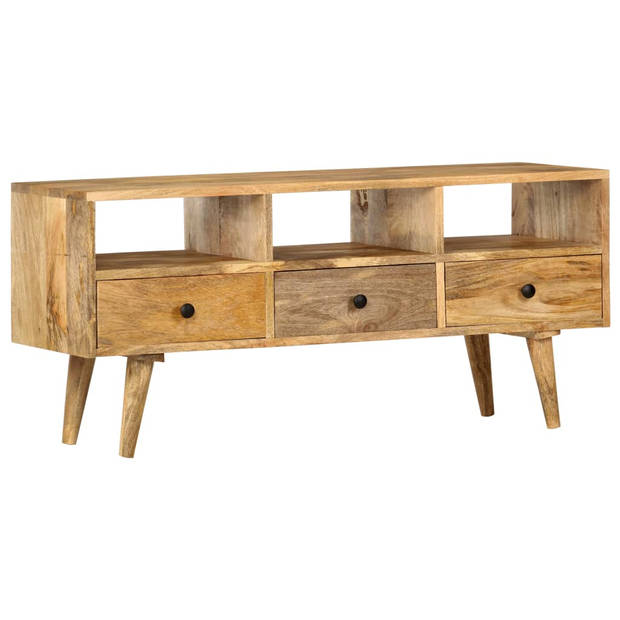 The Living Store Industrieel TV-meubel - 110 x 36 x 50 cm - Massief mangohout - 3 lades - 3 open vakken