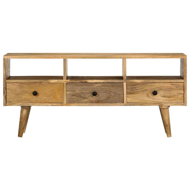 The Living Store Industrieel TV-meubel - 110 x 36 x 50 cm - Massief mangohout - 3 lades - 3 open vakken