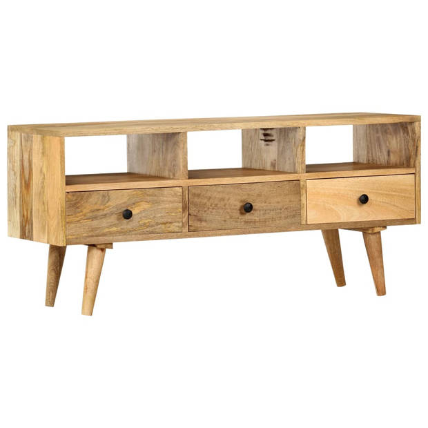 The Living Store Industrieel TV-meubel - 110 x 36 x 50 cm - Massief mangohout - 3 lades - 3 open vakken