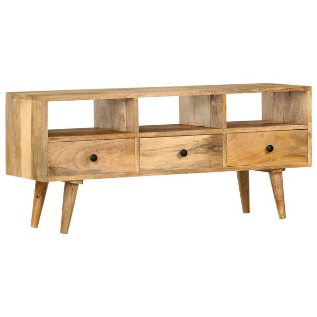 The Living Store Industrieel TV-meubel - 110 x 36 x 50 cm - Massief mangohout - 3 lades - 3 open vakken