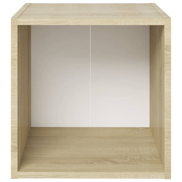 The Living Store TV-meubelset Sonoma Eiken - 4x 37x35x37cm - 2x 72x35x36.5cm - wit hifi-kastenset