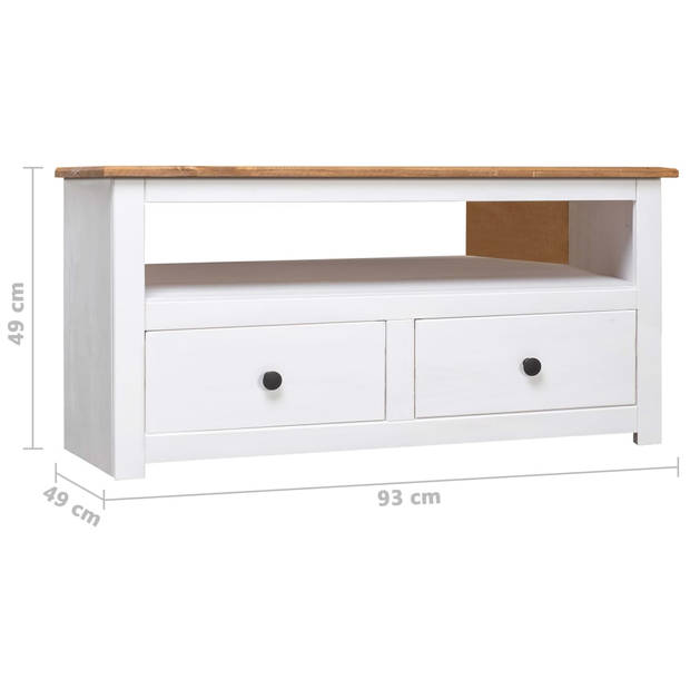 vidaXL Tv-hoekkast Panama Range 93x49x49 cm massief grenenhout wit