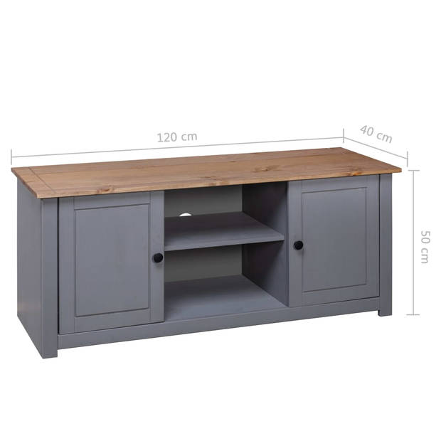 The Living Store TV-kast Stereokast Grijs/Natuurlijk 120x40x50cm - Massief grenenhout