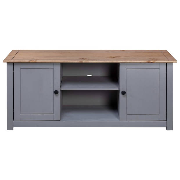 The Living Store TV-kast Stereokast Grijs/Natuurlijk 120x40x50cm - Massief grenenhout