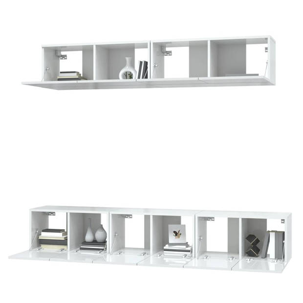 The Living Store TV Meubel Set - Hoogglans Wit - 3x 60x30x30cm - 2x 80x30x30cm