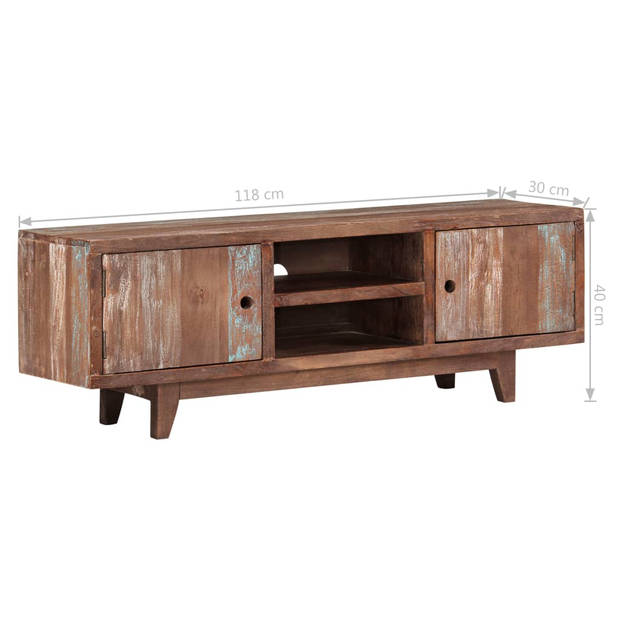 The Living Store TV-kast vintage - massief acaciahout - 118 x 30 x 40 cm - kabeltoegang