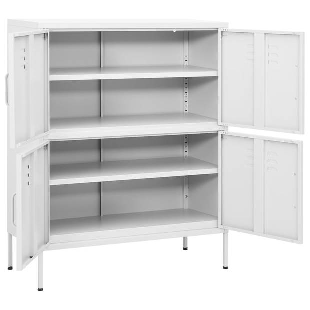 The Living Store Stalen Opbergkast - 80 x 35 x 101.5 cm - Wit