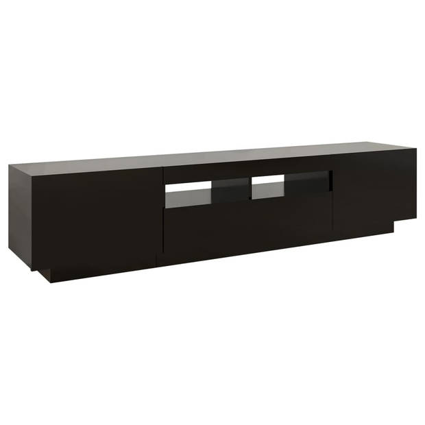 The Living Store TV-meubel Modern - Hifi-kast - 180 x 35 x 40 cm - RGB LED-verlichting - Zwart - Bewerkt hout