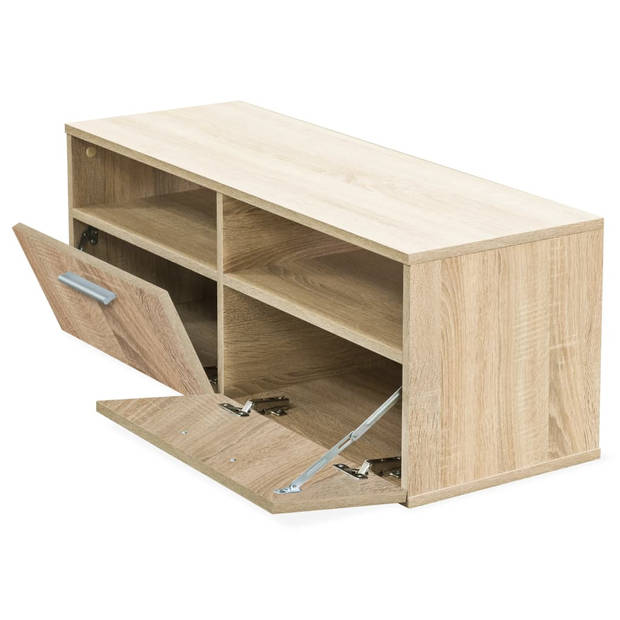 The Living Store TV-meubel Modern Eiken - 95 x 35 x 36 cm - met 2 schappen en 2 kasten