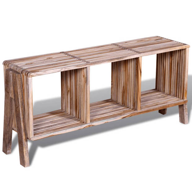 The Living Store TV-meubel Vintage Gerecycled Teak - 110x30x50 cm - Handgemaakt - 3 Schappen