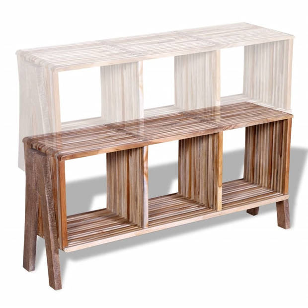 The Living Store TV-meubel Vintage Gerecycled Teak - 110x30x50 cm - Handgemaakt - 3 Schappen