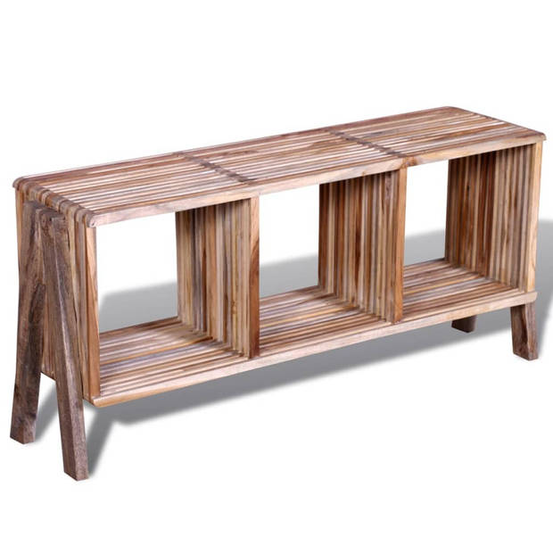 The Living Store TV-meubel Vintage Gerecycled Teak - 110x30x50 cm - Handgemaakt - 3 Schappen