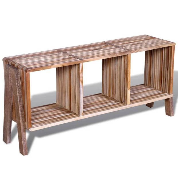 The Living Store TV-meubel Vintage Gerecycled Teak - 110x30x50 cm - Handgemaakt - 3 Schappen