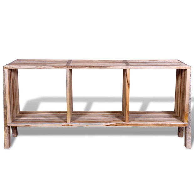 The Living Store TV-meubel Vintage Gerecycled Teak - 110x30x50 cm - Handgemaakt - 3 Schappen