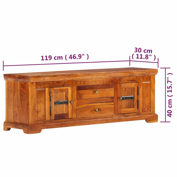 vidaXL Tv-meubel 119x30x40 cm massief acaciahout