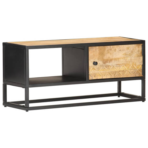 The Living Store TV-kast - Rustiek mangohout - 90 x 30 x 40 cm - 1 deur - 1 vak