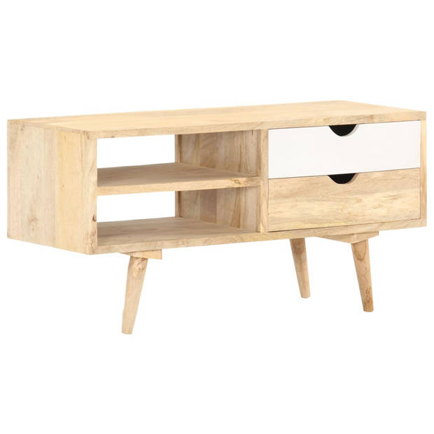 The Living Store Houten Tv-kast - Massief mangohout - 90 x 35 x 45 cm - Industriële stijl