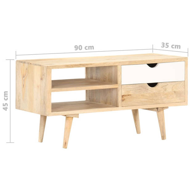 The Living Store Houten Tv-kast - Massief mangohout - 90 x 35 x 45 cm - Industriële stijl