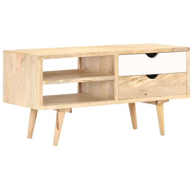 The Living Store Houten Tv-kast - Massief mangohout - 90 x 35 x 45 cm - Industriële stijl