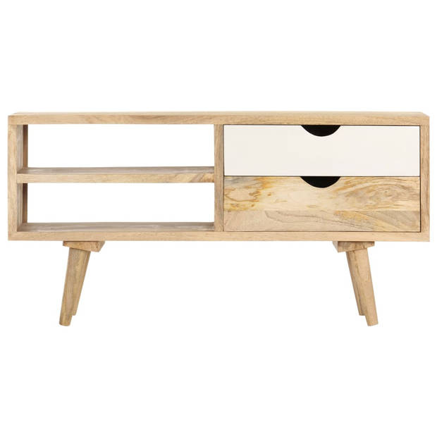 The Living Store Houten Tv-kast - Massief mangohout - 90 x 35 x 45 cm - Industriële stijl