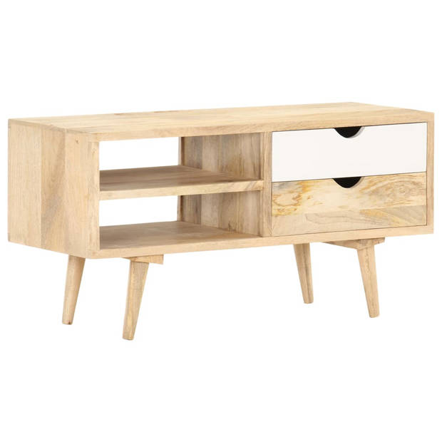 The Living Store Houten Tv-kast - Massief mangohout - 90 x 35 x 45 cm - Industriële stijl