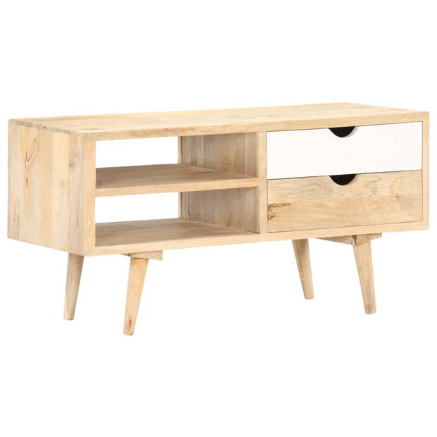 The Living Store Houten Tv-kast - Massief mangohout - 90 x 35 x 45 cm - Industriële stijl