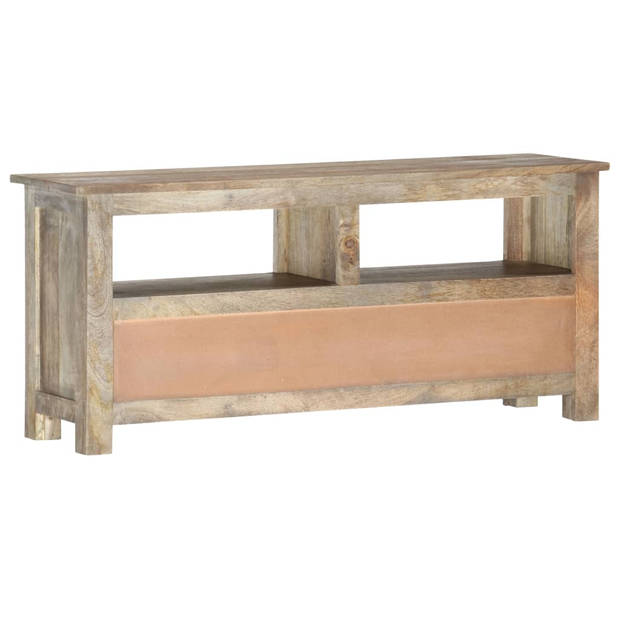 The Living Store Retro Tv-meubel - Massief mangohout - Grijze eikenafwerking - 110 x 30 x 50 cm