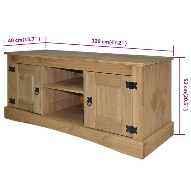 The Living Store TV-kast Corona - 120 x 40 x 52 cm - massief grenenhout