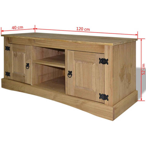 The Living Store TV-kast Corona - 120 x 40 x 52 cm - massief grenenhout