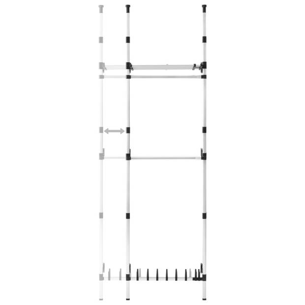 The Living Store Telescopisch Kledingrek - Garderobesysteem - 70-110x28x250-300 cm - Aluminium