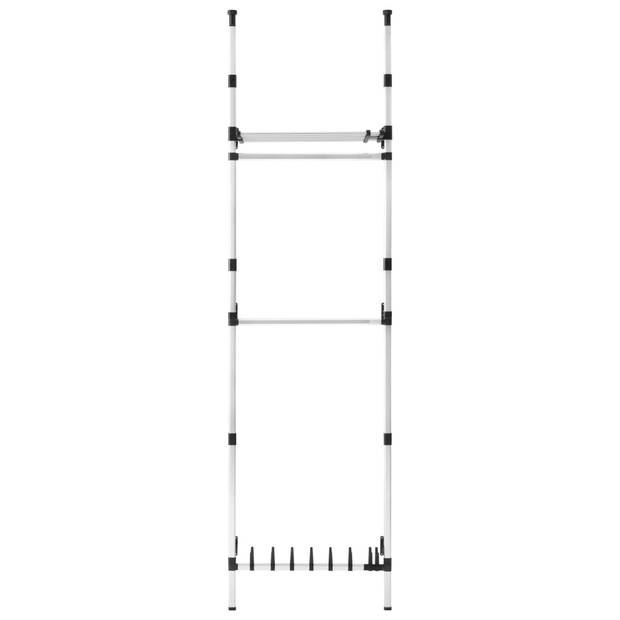 The Living Store Telescopisch Kledingrek - Garderobesysteem - 70-110x28x250-300 cm - Aluminium