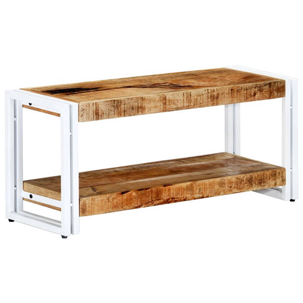 The Living Store Industriële TV-kast - 90 x 30 x 40 cm - Massief mangohout en gepoedercoat ijzer