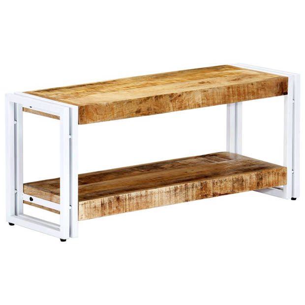 The Living Store Industriële TV-kast - 90 x 30 x 40 cm - Massief mangohout en gepoedercoat ijzer