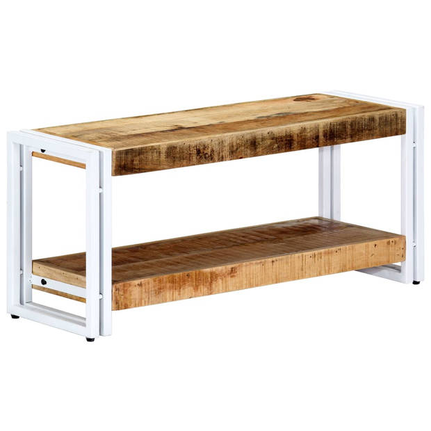 The Living Store Industriële TV-kast - 90 x 30 x 40 cm - Massief mangohout en gepoedercoat ijzer