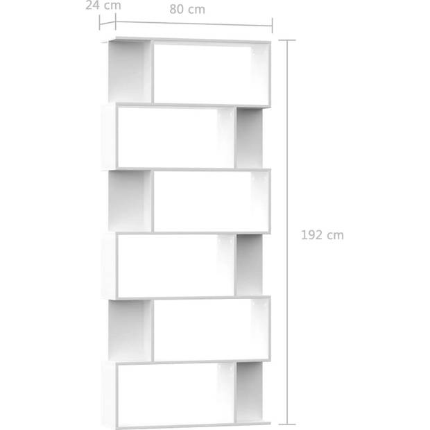 The Living Store Boekenkast - Wit - 80 x 24 x 192 cm - 6 grote vakken + 12 kleine vakken