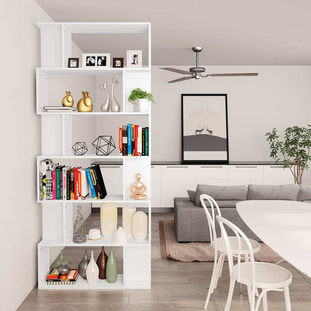 The Living Store Boekenkast - Wit - 80 x 24 x 192 cm - 6 grote vakken + 12 kleine vakken